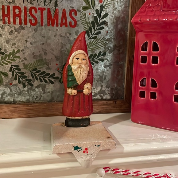 Holiday Midwest Cast Iron Folk Santa Claus Christmas Stocking Holder